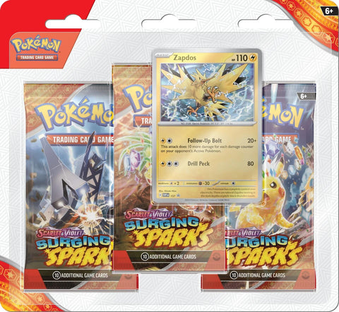 Pokemon - Scarlet & Violet: Surging Sparks - 3 Pack Blisters (Zapdos)