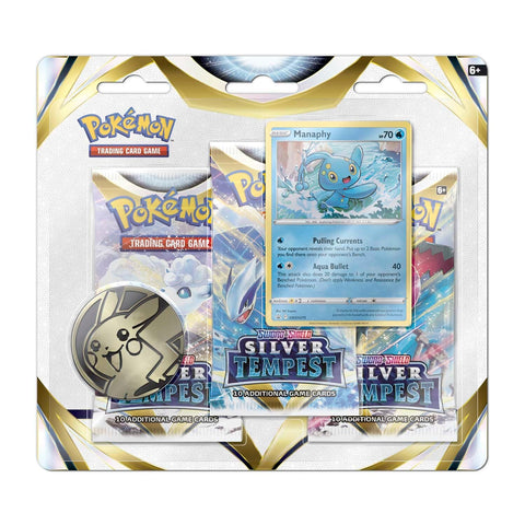 Pokemon - Sword & Shield: Silver Tempest - 3-Pack Blisters (Manaphy)
