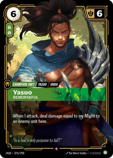 Yasuo - Remorseful - (076/298) - Riftbound: Origins