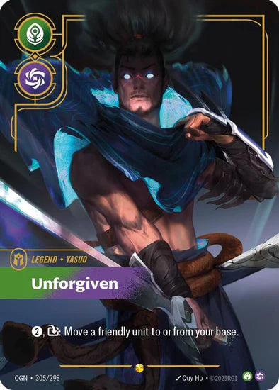 Yasuo - Unforgiven (Overnumbered) - (305/298) - Riftbound: Origins