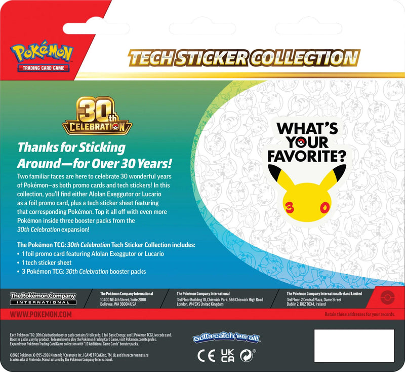 Pokemon - 30th Celebration Tech Sticker Collection [Alolan Exeggutor]