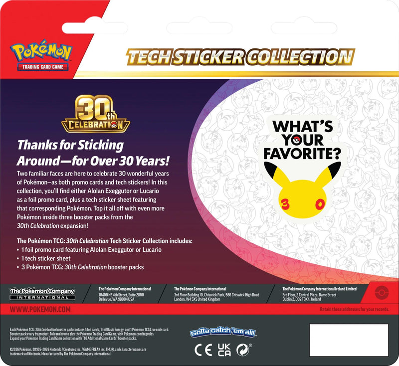 Pokemon - 30th Celebration Tech Sticker Collection [Lucario]