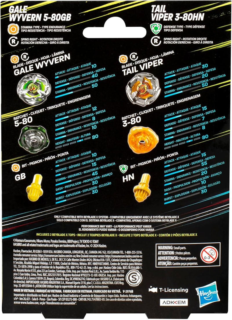 Beyblade X - Gale Wyvern 5-80GB / Tail Viper 3-80HN Dual Pack