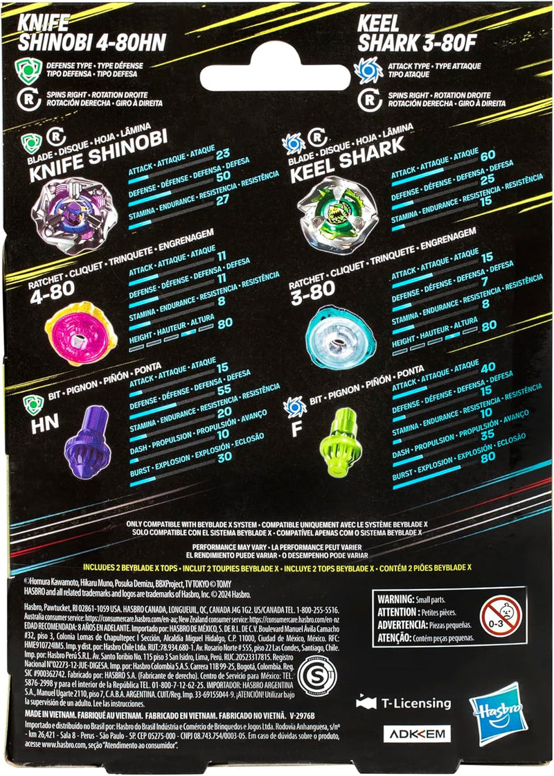Beyblade X - Knife Shinobi 4-80HN / Keel Shark 3-80F Dual Pack