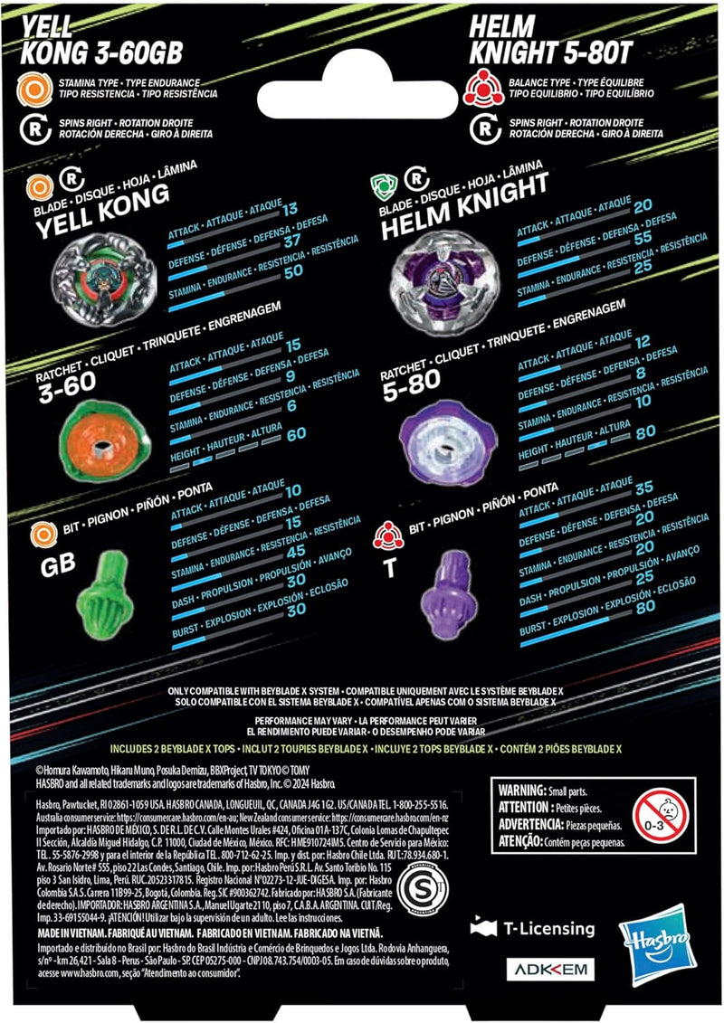 Beyblade X - Yell Kong 3-60GB / Helm Knight 5-80T Dual Pack