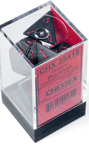 Polyhedral 7-Dice Set (Opaque Black/Red)