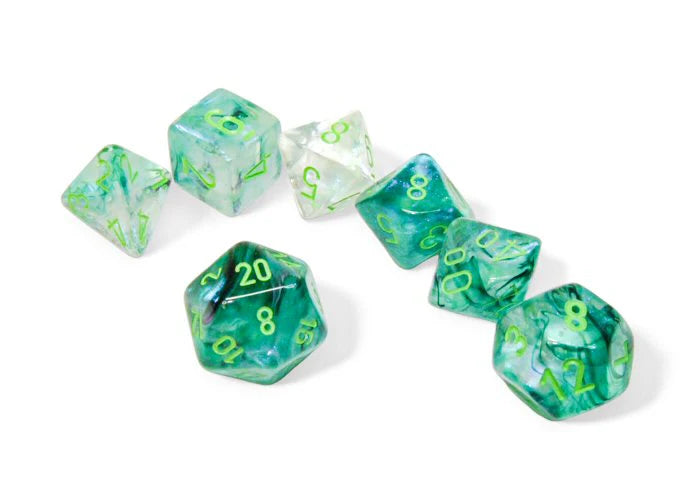 Chessex - 7 Piece - Borealis - Kelp/Light Green Luminary