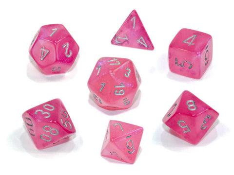 Chessex - 7 Piece - Borealis - Pink/Silver Luminary