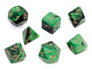Chessex - 7 Piece - Gemini - Black-Green/Gold