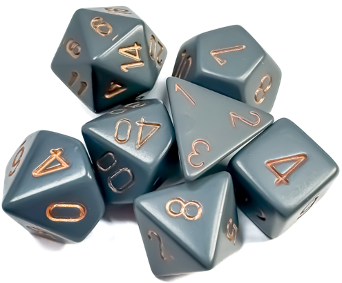 Polyhedral 7-Dice Set (Opaque Dark Grey/Copper)