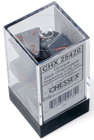 Polyhedral 7-Dice Set (Opaque Dark Grey/Copper)