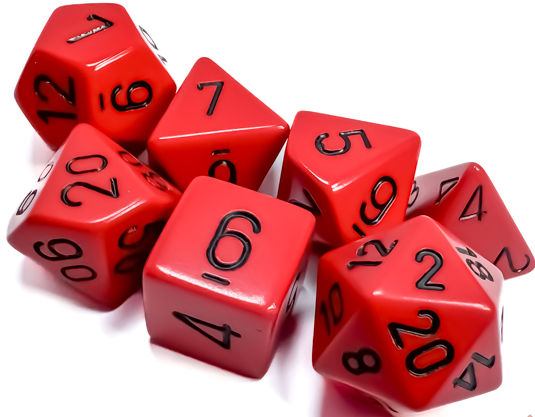 Polyhedral 7-Dice Set (Opaque Red/Black)