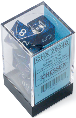 Polyhedral 7-Dice Set (Speckled Stealh)