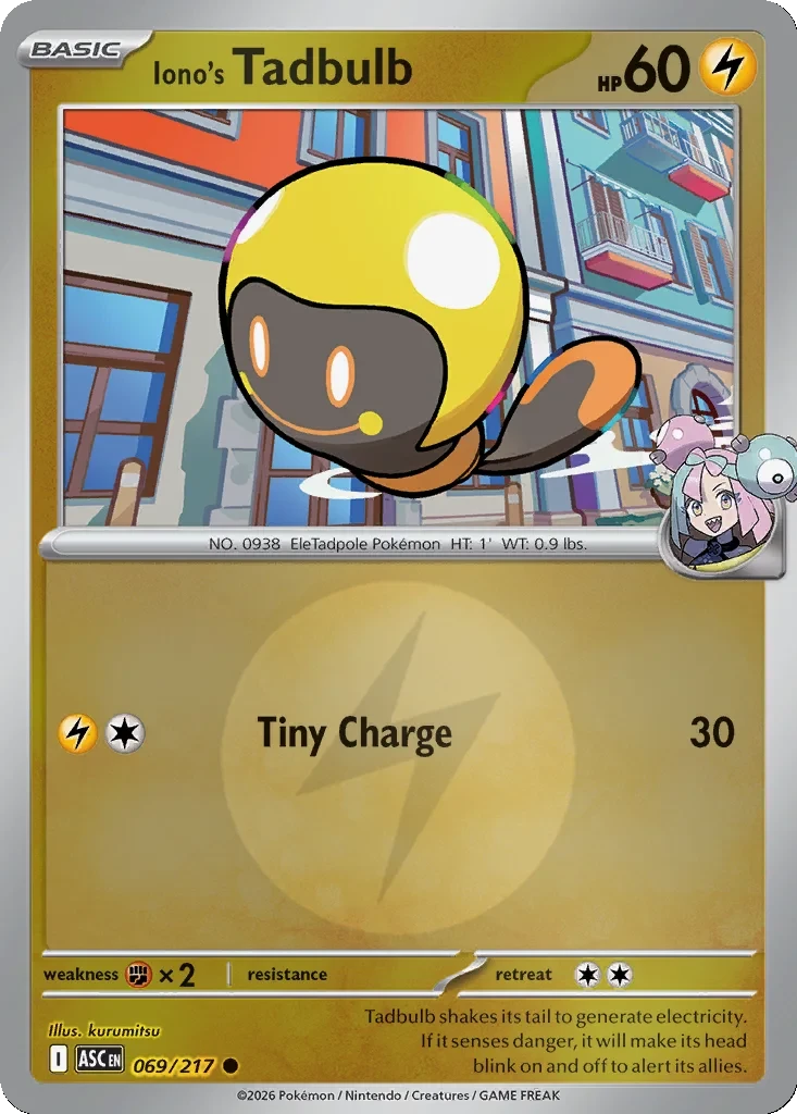 Iono’s Tadbulb 069/217, Ascended Heroes, Energy Symbol Pattern, English